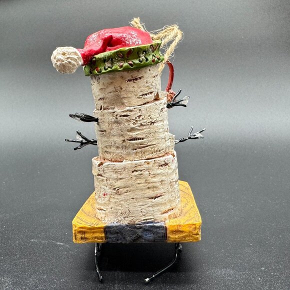 Christmas Tree Ornament Tree Trunks Snowmen on Sleigh - Picture 5 of 7